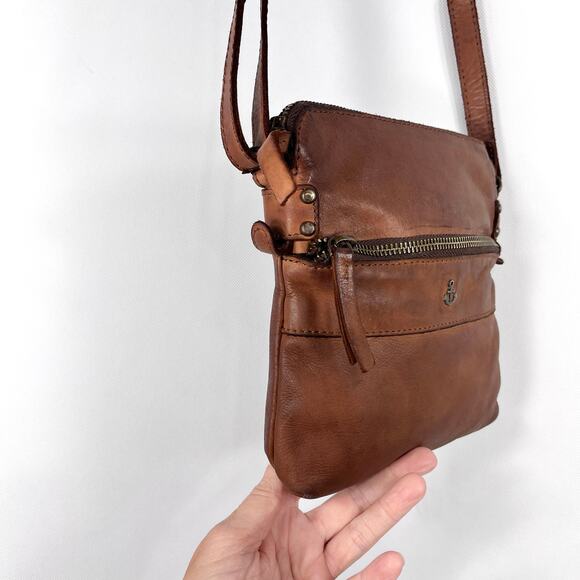 Harbour 2nd Taliza Crossbody Leather Bag Cognac Brown Rustic Washed Cowhide Boho - Picture 4 of 12